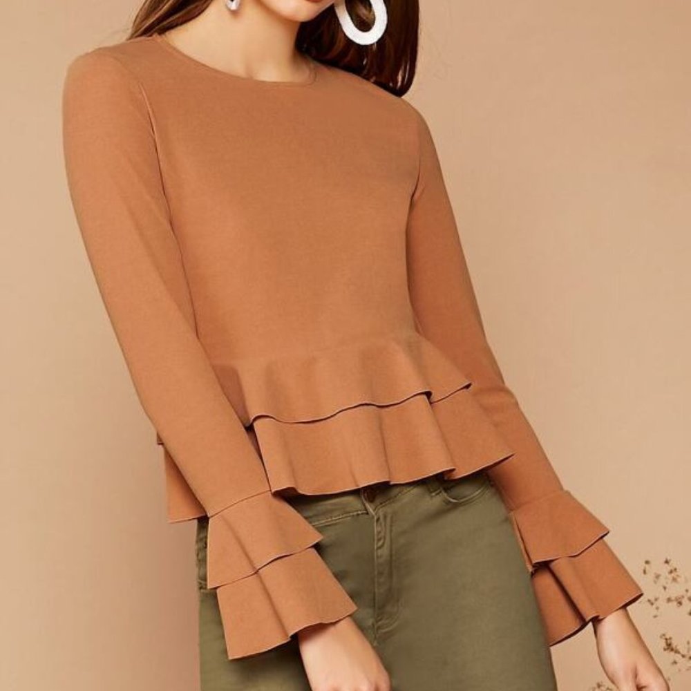 NEW Beautiful Layered Ruffle Peplum Blouse / Top SHEIN